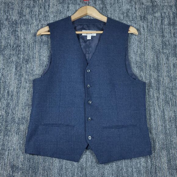 Joseph Abboud Suit Vest Mens M Blue Tweed Wool Blend 5 Button Waistcoat - Picture 1 of 9